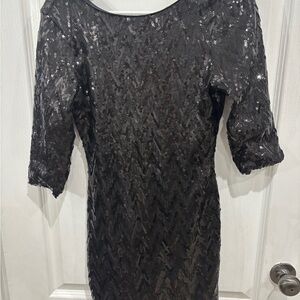 As U Wish Black Sequin Long Sleeve Dress